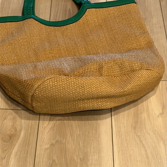 EUC Tropical Leaf Print Everyday Bag Wicker Woven Purse Handbag Beach Tote - Picture 6 of 9